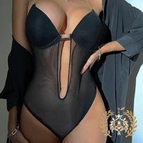One-piece Underwire Bra Steel Ring Sexy Girls' Underwear Back Mesh Fashion Europe and The United States Shu Show Small Bra 2XL black