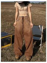 Women's American Retro Gradient Jeans: Large Size, Slim, Wide-Leg, Raw Edge Design for Spring and Autumn XL