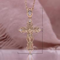 Rožinio aukso spalvos kryžiaus pakabukas, vėrinys moterims, elegantiška spalvą išlaikanti raktikaulio grandinėlė, personalizuotas pakabukas, vėrinys, papuošalai 50cm