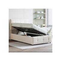 Lit enfant - MUVOE - 90x200 cm - Rangement hydraulique - Tête réglable - Beige