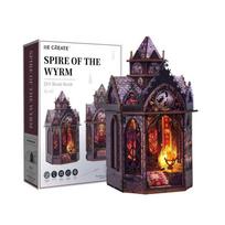 Gothic Spire of The Wyrm DIY Wooden Book Nook Figurines Miniatures Kits Bookshelf Home Bookend Decoration Adult Handmade Gifts