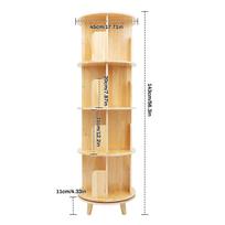Floor Standing Stackable Wood Round Bookshelf,4 Tier Rotating Bookshelf with Legs,360 Display Book Shelf for Living Room Bedroom