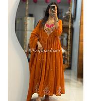 Women Cotton Embroidered Salwar Suit Kurti Indian Bollyood Salwar Kameez Kurta Pant Dupatta Set M