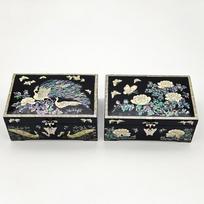 Mother of Pearl Jewellery Box Korean Traditional Lacquer Gift Home Decor, Korean (M1-07) 01 Crane (Songhak)