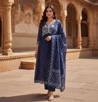 Women's Bollywood Party Wear Designer Salwar Kameez Set Indian Women Top Tunic Kurti Set Dress M