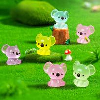 10-10pcs Luminous Koala  Animal Figures Fairy Garden Micro Landscape Ornament Glowing in Dark Miniature Flower Potted Decor 10pcs