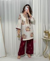 Indian Designer Embroidered Kurta Pant Dupatta Set Women Bollywood Party Wear Salwar Suit M