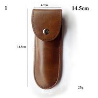 Brown Leather Sheath for Fold Knife and Flashlight Belt Loop Case Holder Outdoor Hunt Camp Carry Equipment 1