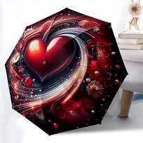 1pc Heart Decorations Automatic Folding Umbrella Durable Iron Frame,All Seasons Home Travel Outdoor Multifunctional Umbrella yy251115171