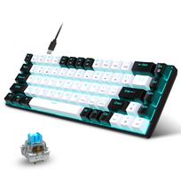 New 68 Key Wired Mechanical Esports Gaming Keyboard With Hot Swappable Green Axis Engineering Dual Color Injection Molded Keycaps And Ice Blue Light