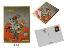 Zestaw 12 Pocztówek Kartki Pocztowe Van Gogh Róże I Zawilce Prezent Box