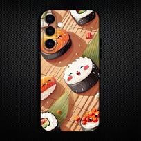 Kawaii Sushi Party Phone Case For Samsung Galaxy A73,A72,A71,A70,A53,A52,A51,Others Soft Black Cover Samsung a52
