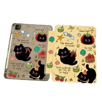 TPU Tablet Case Drop-proof Cute Black Cat Tablet Protector for iPad 5 6 7 8 9 10 11th/Air1-7/ Pro 18 19 20 22/ Mini 6 7