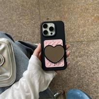 Heart Pop It Fidget Toy Phone Case, Silicone Stress Relief Protective Cover with Suction Cup Back iPhone 14Pro