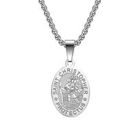Šv. Kristoforo pakabukas ant kaklo vyrams, moterims, talismanas, nerūdijančio plieno papuošalas, dovana white