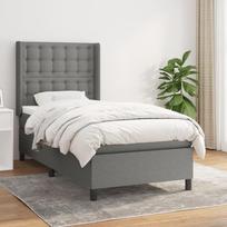 Vidaxl Łóżko Kontynentalne Z Materacem, Ciemnoszara Tkanina 90X200 Cm