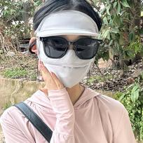 Luochi Knitting Full Face UV Protection Ice Silk Mask for Women - Summer Cycling Cap with Brim & Breathable Fabric
