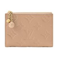 Louis Vuitton Lisa Color Block Painted Edge Enamel Metal Sphere Zipper Pull Leather Wallet Women wallet Hazelnut-Brown M28980 Box(Basic Set+Box)