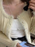 Su Chuang S925 Sterling Silver Water Drop Long Sweater Chain Unisex Oval Casual Versatile Necklace 925 Silver