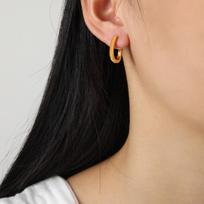 Hong Kong Minimalist U-Shape Geometric 18K Gold Plated Titanium Earrings