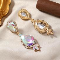 European & American Trendy Earring Drops with Colorful Rhinestones, Candy Colors, Tassels, and Geometric Alloy Design