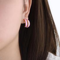 18K Gold Hong Kong Style Enamel Patchwork Earrings - Titanium Steel, Stainless Steel, and Colorfast Design with Little Fairy Charm
