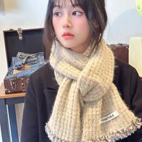Luochi Handmade Frayed Edge Solid Color Wool Scarf - Warm, Versatile Women's Winter Neck Warmer