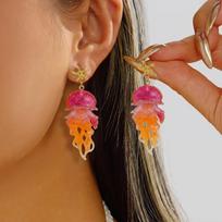 Vacation Sweet Drop Earrings For Women Starfish Gradient Jellyfish Acrylic Lightweight Beachwear Jewelry