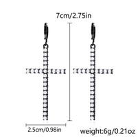 Minimalist Fashion Zircon Imitation Pearl Cross Drop Earrings For Women Gothic Punk Jesus Cross Dangle Earrings Party Jewelry
