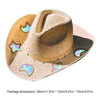 Suncatcher Cowgirl Straw Prism Hat Summer Shapeable Wide-brim Sun Hats Hand-Woven Anti-UV Outdoor Fishing Hiking Cap For Unisex