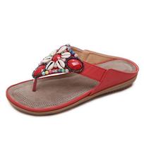 2025 Summer Sandals Women Slippers Flip Flops Bohemia Beach Sandals Womens Flip Flops Ladies Summer Shoes Plus Size 42 N003 4.5 raudona