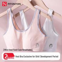 FitonTon Girls' Cotton Training Bra 2-Pack M