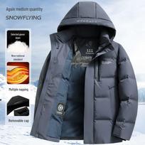 Men's Goose Down Detachable Hood Puffer Jacket 175