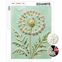 Frameless Pearl Painting Kit Dandelion Pattern DIY 3D Bead Art Canvas Relaxing Handmade Craft for Adults Home Decor 30x40cm