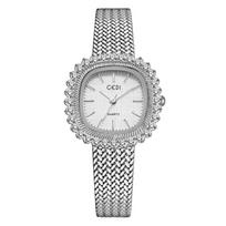 Gadi Vintage Style Ladies Quartz Watch With Diamond Embellishments For Elegant Wear White White