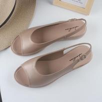 Yuzhihao Women's Fashionable Flat Sandals: Summer Outdoor Low-Cut Solid Color Peep-Toe Beach Shoes 36-37