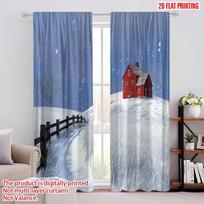 2pcs 2D flat printing Happy St Patrick's Day Party Curtain Snow Christmas 100% Polyester Without Electricity Festive Curtains 60×150cm(23.6×59in)