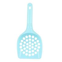 Plastic Round Hole Cat Litter Spoon Solid Hollow Pet Cleaning Tool Convenient Durable Candy Colors Hangable Cat Litter Shovel Blue-Big Hole