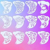 Hollowed Face Paint Templates Multiple Pattern DIY Makeup Tools Body Art Paint Stencils  Lady Girls 12Pcs