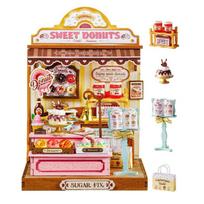 Rolife DIY Miniature House Kit Sweetie's Donut Shop Mini Dollhouse Model Building Kit Wooden 3D Puzzle Toys with LED Light for Home Decor Gifts for Ad įvairiaspalvis