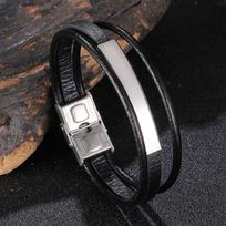 Euro-Korean Stainless Steel Unisex Bracelet - Laser Engraved, Simple and Exquisite Jewelry Gift Inner Circle 205mm [Overall Length 221mm]