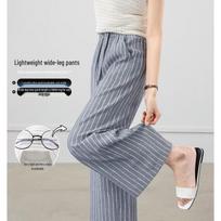 Women's Old Money Style Striped Wide-Leg Cropped Pants M