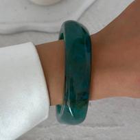 IngeSight.Z 3 Styles Boho Resin Acrylic Wide Chunky Bangles for Women on Hand Goth Geometric Metal Cuff Spring Bracelets Jewelry