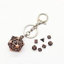1 Set 20-sided Hollow Metal Dice Keychain TRPG Polyhedral Dice Keychain  Birthday Gift Style 1