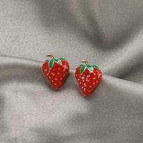 Korean Sweet Strawberry Bowknot Drop Earrings for Women Food Simulated Fruit Dangle Earrings Wedding Jewelry Accessories