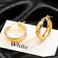 Fashion Gold Color Smooth Face Hoop Earrings for Women Elegant Simple Circle Earrings  Versatile Jewelry Gift