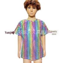 Laser Square Sequin Plaid Performance T-Shirt - Unisex 120 cm