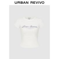 UR Women's Distressed Letter Print Slim Fit Short Sleeve T-Shirt XL