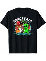 Space Pals Cool Interstellar Buddies Alien Martian Corgi Dog T-Shirt S