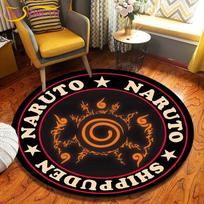 Anime Naruto apvalus kiliminis grindų kilimėlis miegamojo flanelinis gyvūnų kilimėlis, neslystantis kūdikių žaidimų kilimėlis, vaikų kambario dekoravimo kilimėliai 60cm